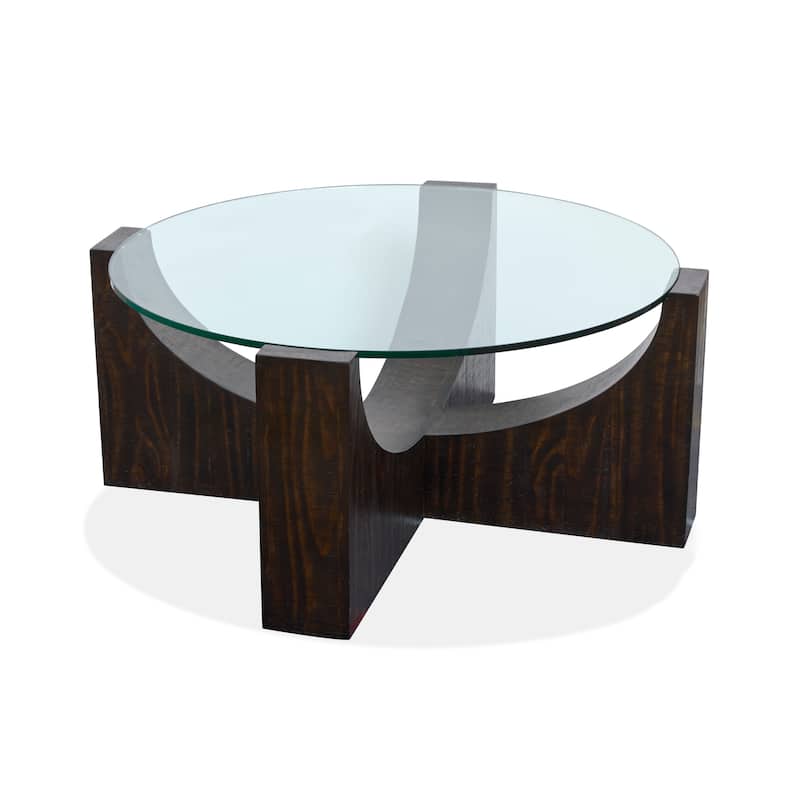 Magnussen Home Beckham Rustic Tavern Round Cocktail Table With Casters - 40''W x 40''D x 17.5''H