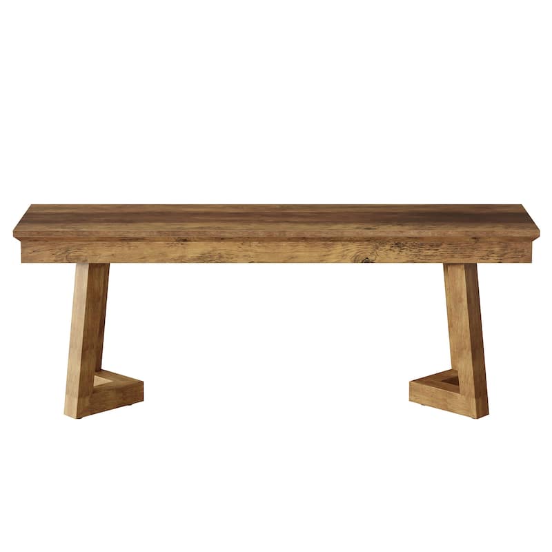 47" Indoor Farmhouse Wood Entryway Shoe Bench with Solid Leg