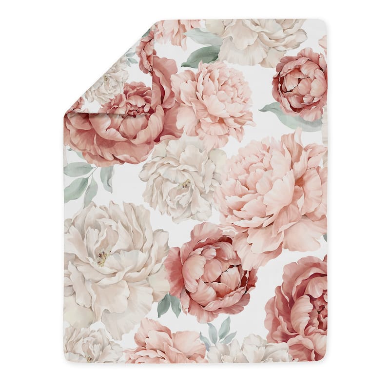 Sweet Jojo Designs Boho Shabby Chic Floral Girl Toddler Comforter Set 5p Ivory Bohemian Vintage Garden Watercolor Nature Elegant