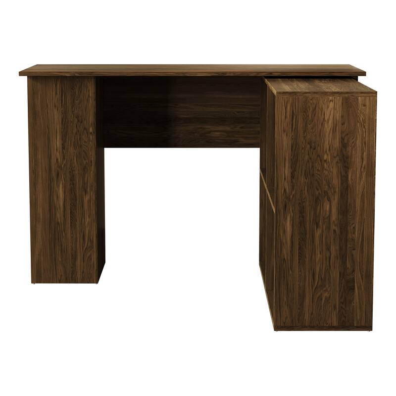 CraftPorch Elegance L-Shape Writing Desk with Cabinet - Brown
