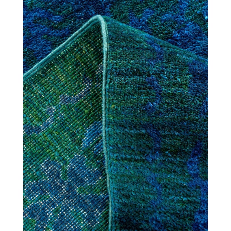 Overton Hand Knotted Wool Vintage Inspired Modern Contemporary Overdyed Blue Area Rug - 5' 3" x 8' 10"
