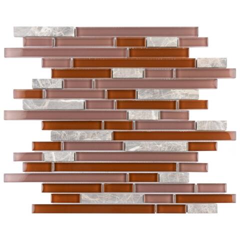 Merola Tile Tessera Piano Bordeaux 11.75" x 11.86" Glass and Stone Mosaic