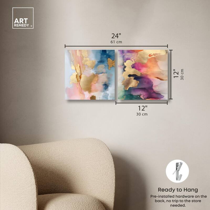 Gold Foil Set Canvas Set of 2 by Art Remedy, Gallery Wrapped