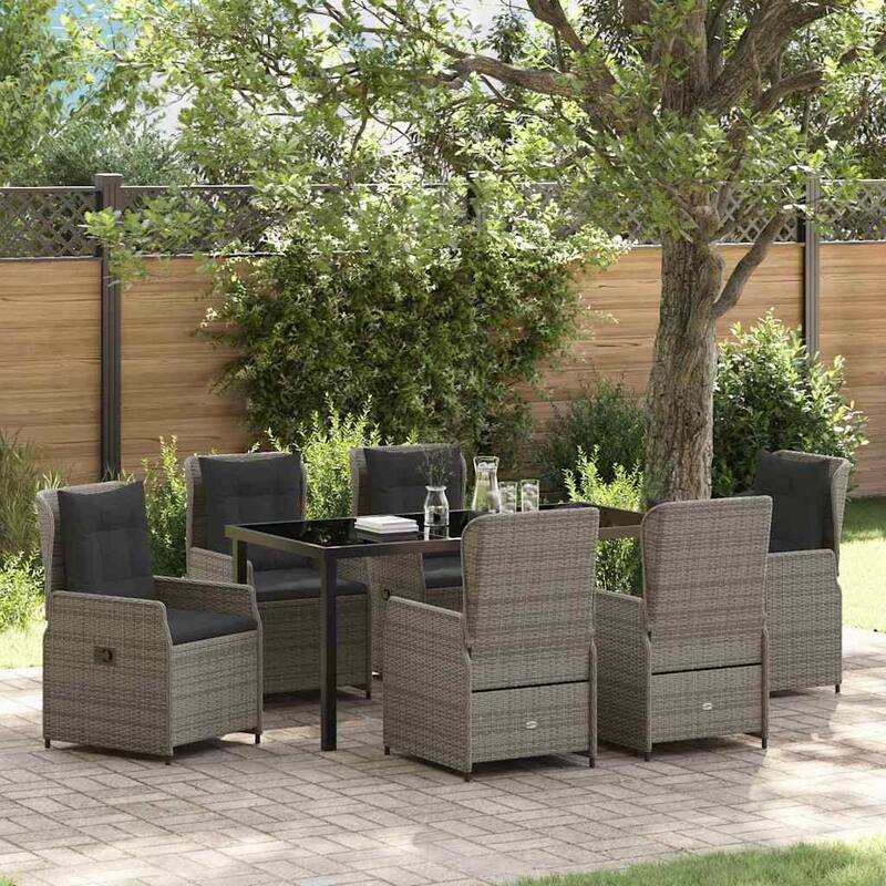 vidaXL Garden Dining Set Poly Rattan - Grey-21.65x23.62x36.61