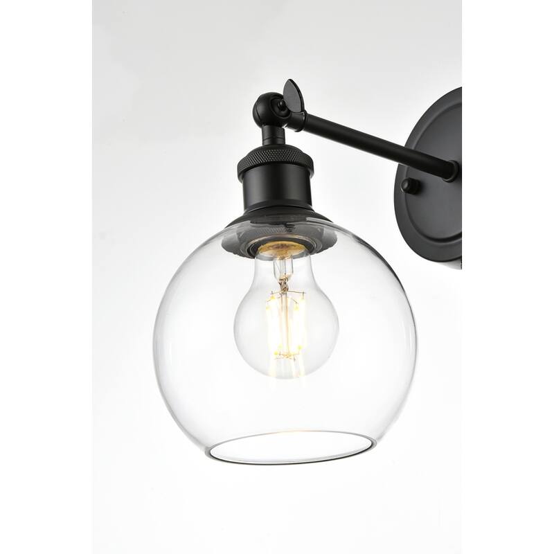 Wesex 1 Light Black and Clear Plug In Wall Sconce