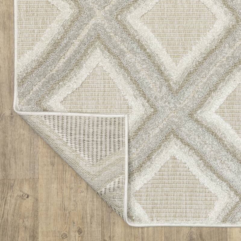 Style Haven Thassos Textured Diamonds Grey/ Beige Mixed Pile Area Rug