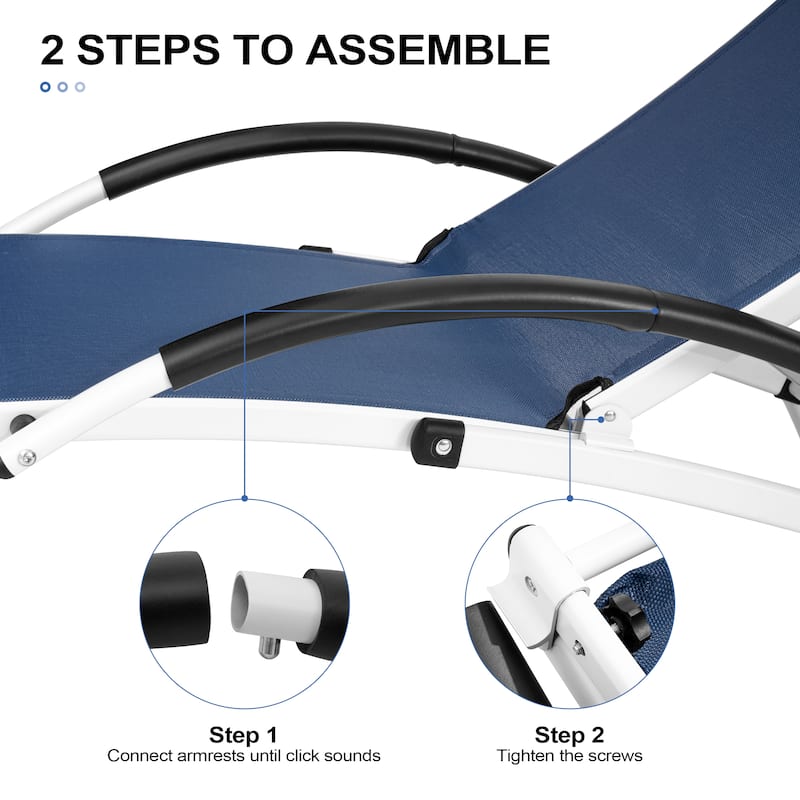 Crestlive Products Outdoor Adjustable Reclining Chaise Lounge Chair with Armrest