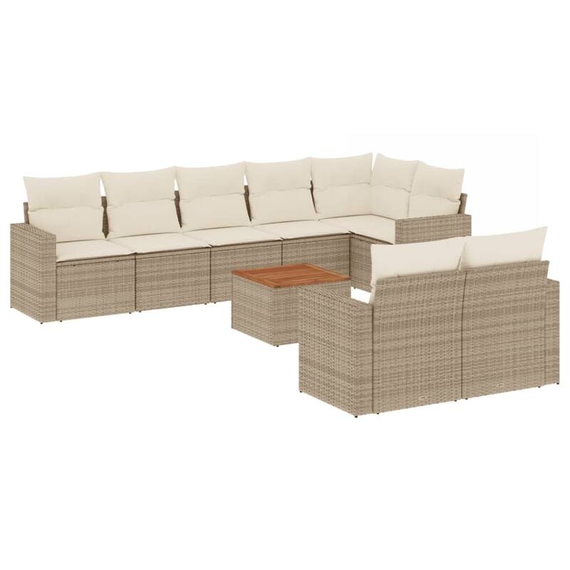 vidaXL Patio Sofa Set with Cushions Outdoor Furniture 9 Piece Poly Rattan - 21.7 x 21.7 x 14.6