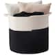 Cotton Rope Storage Basket Bin with Handles - Baby Nursery Laundry Basket Hamper, Toy Storage Basket - 16 x 16 x 15 - Black