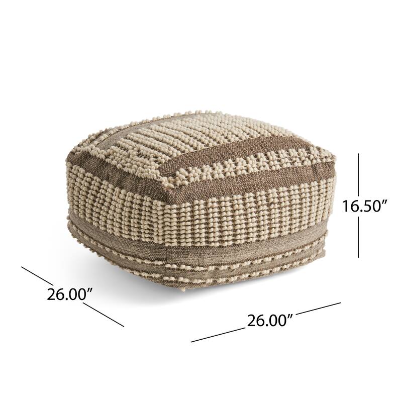 Stylish look Rustic Wool and Cotton Large Pouf Easy to maintain