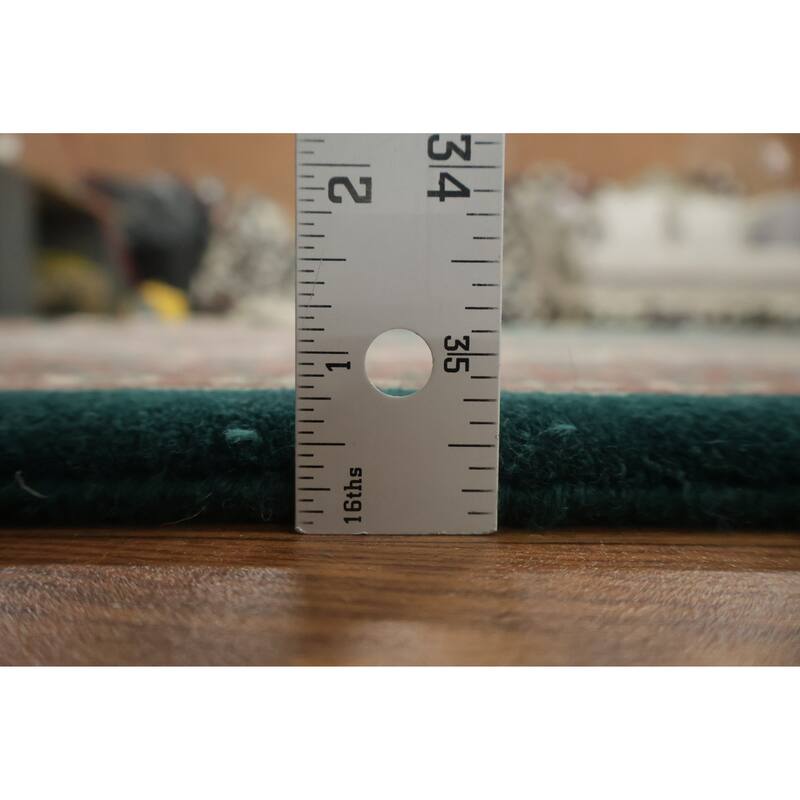 Hand Knotted Oriental 100% Wool Carpet Traditional All-Over Green Botemir Area Rug - 12' 0'' X 9' 1''