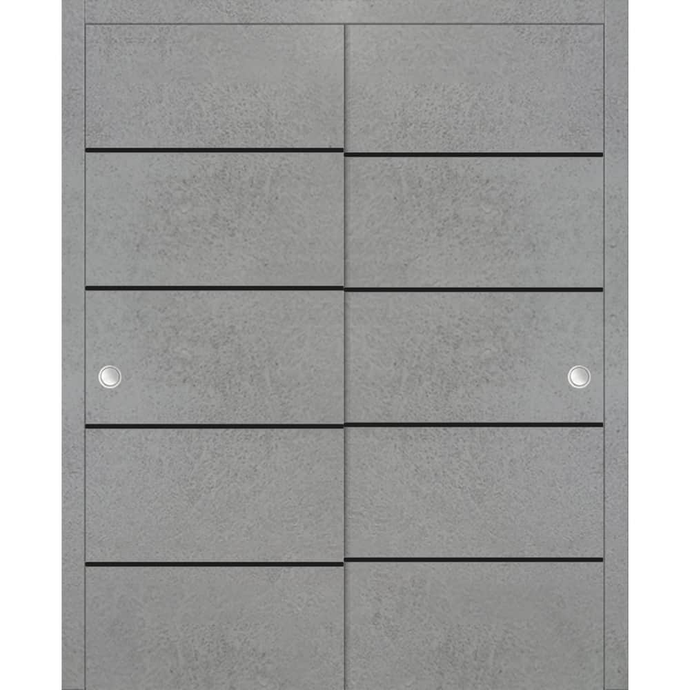 Bypass Doors 36 x 80 Planum 0015 Concrete with Sturdy Rails
