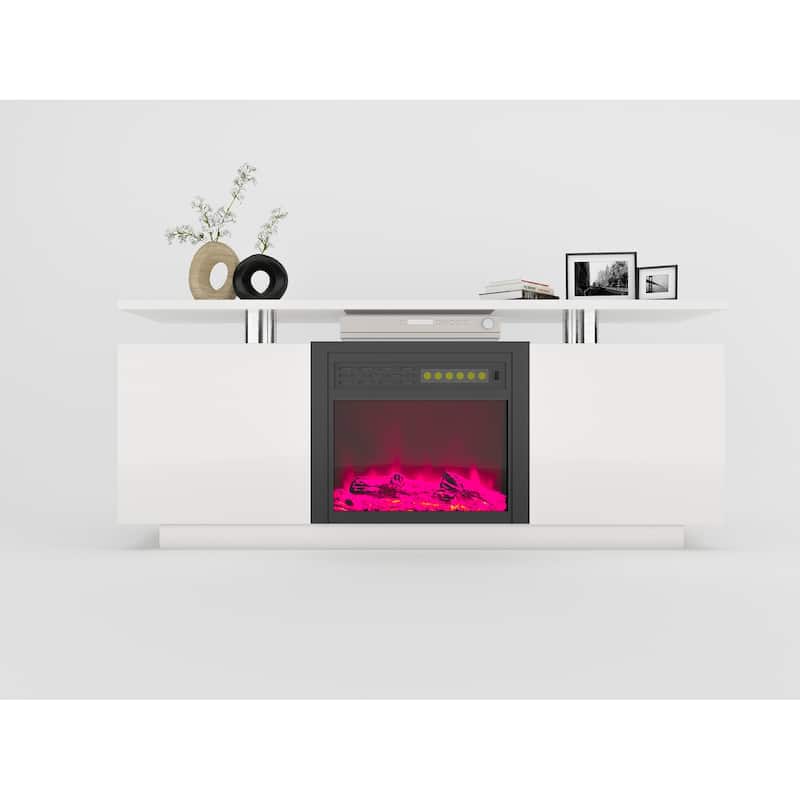 White American Design 63" Fireplace TV Stand with 5 Levels Temperature Setting for TVs Up to 60"