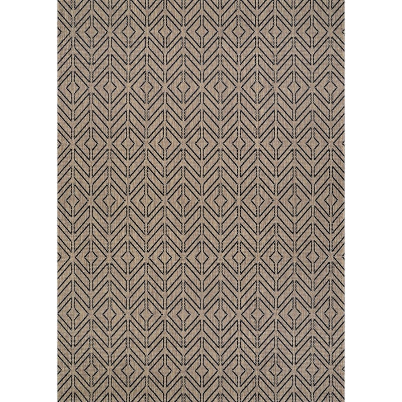 Dream Decor Rugs Pergola Herringbone Indoor Outdoor Area Rug - 3'9" x 5'5" - Brown-Black