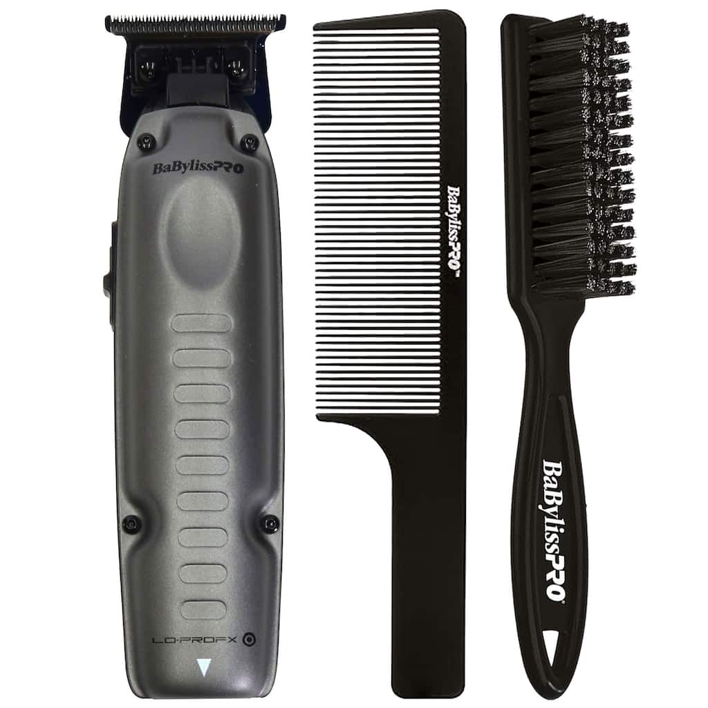 BaByliss Pro FXONE LO-PROFX High-Performance Low-Profile Trimmer #FX729 + BaByliss Pro Fade Brush BPFADEB + 9" Comb