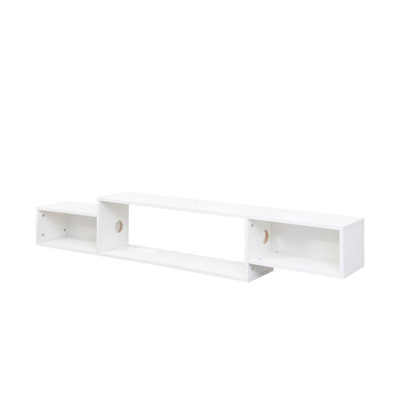 GDF Studio - Kate Modern 65.35" Wide Floating Wall-Mounted TV Stand with LED Lights and Charging Station