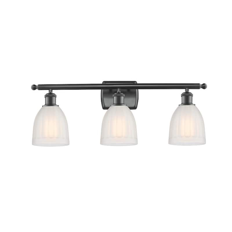 Innovations Lighting Brookfield 3 Light 26" Wide Bathroom Vanity Light - Matte Black / White