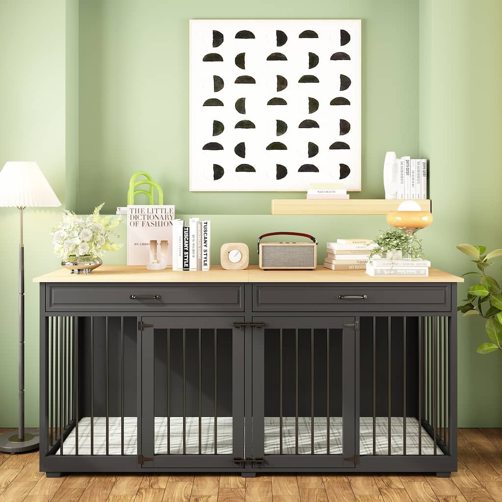 72.4"Indoor Dog House Furniture with Double Rooms for Small Large Dogs