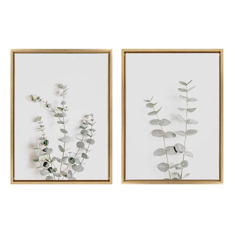 Kate and Laurel Sylvie Neutral Canvas by The Creative Bunch Studio - 2 Piece 18x24 - Plastic - Gold