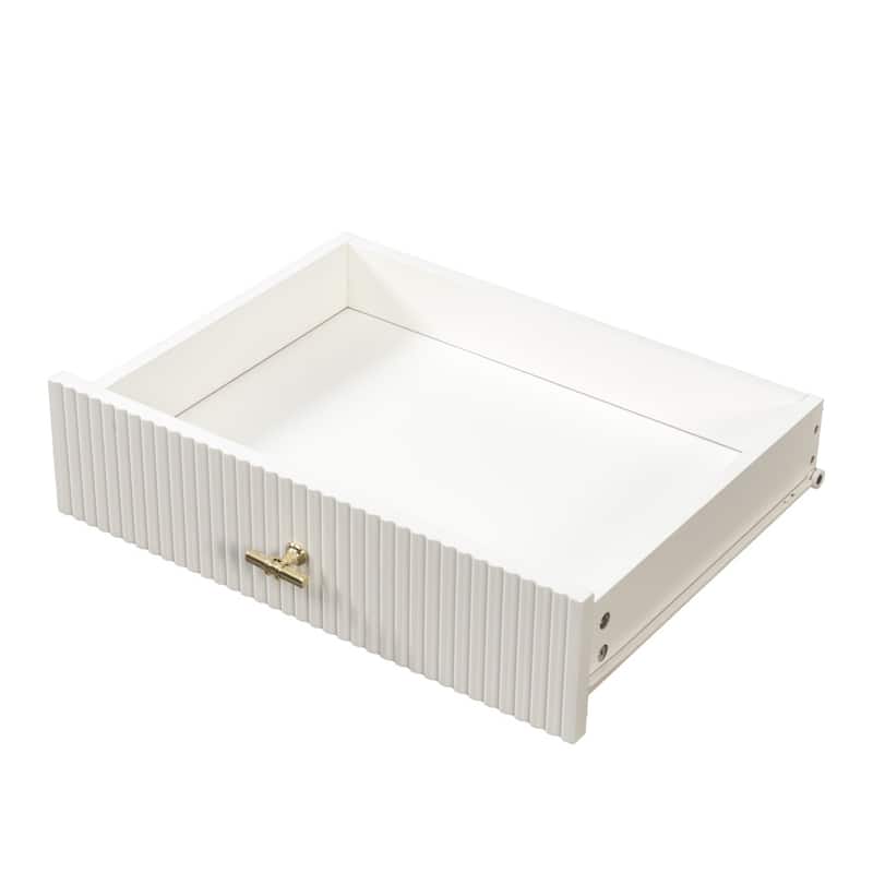 47.24" White Wooden Extendable Coffee Table with 2 Drawers and 6 Wheels