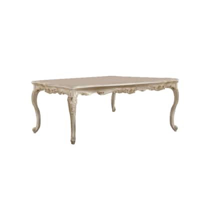 Alluring Dining Table, Marble & Pearl White