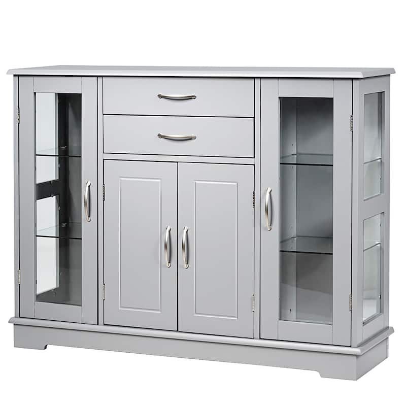 Costway Sideboard Buffet Server Storage 32'' Cabinet W/ 2 Drawers 3 - See Description - Grey - See Description