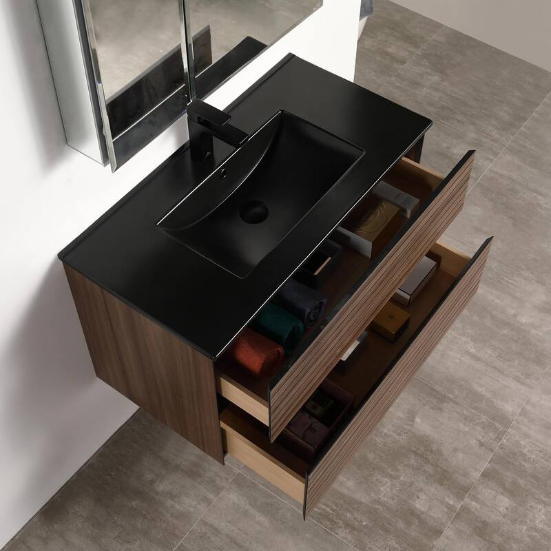 Blossom Annecy 36" Floating Bathroom Vanity with Black Ceramic Sink