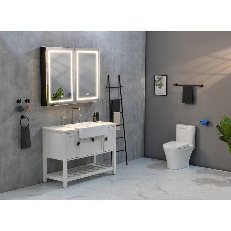 36"x24" LED Lighted Bathroom Medicine Cabinet with Mirror,Adjustable Shelves,Intelligent Switch Cabinet,Aluminum Frame