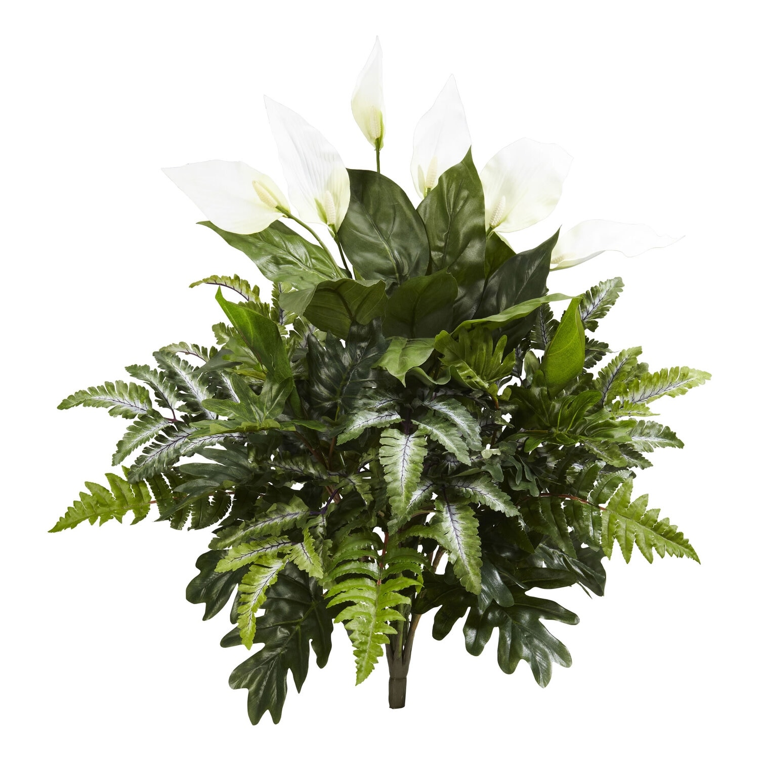 Artificial Hibiscus Plants Hanging Set of 2 - 24 Inch Yellow Bush Decor Indoor Outdoor - Green - 27