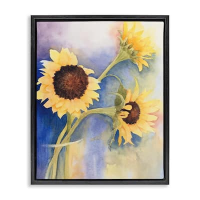 Stupell Sunflower Trio in Vase Framed Floater Canvas Wall Art Design By Stephanie Fielden