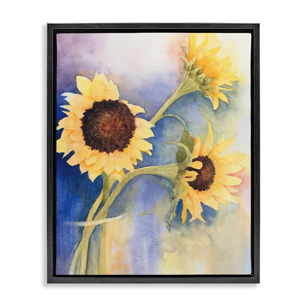 Stupell Sunflower Trio in Vase Framed Floater Canvas Wall Art Design By Stephanie Fielden