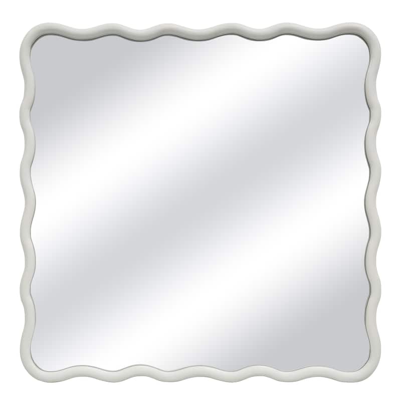 36 in. W x 36 in. H Square Wood Framed Wavy Wall Mirror