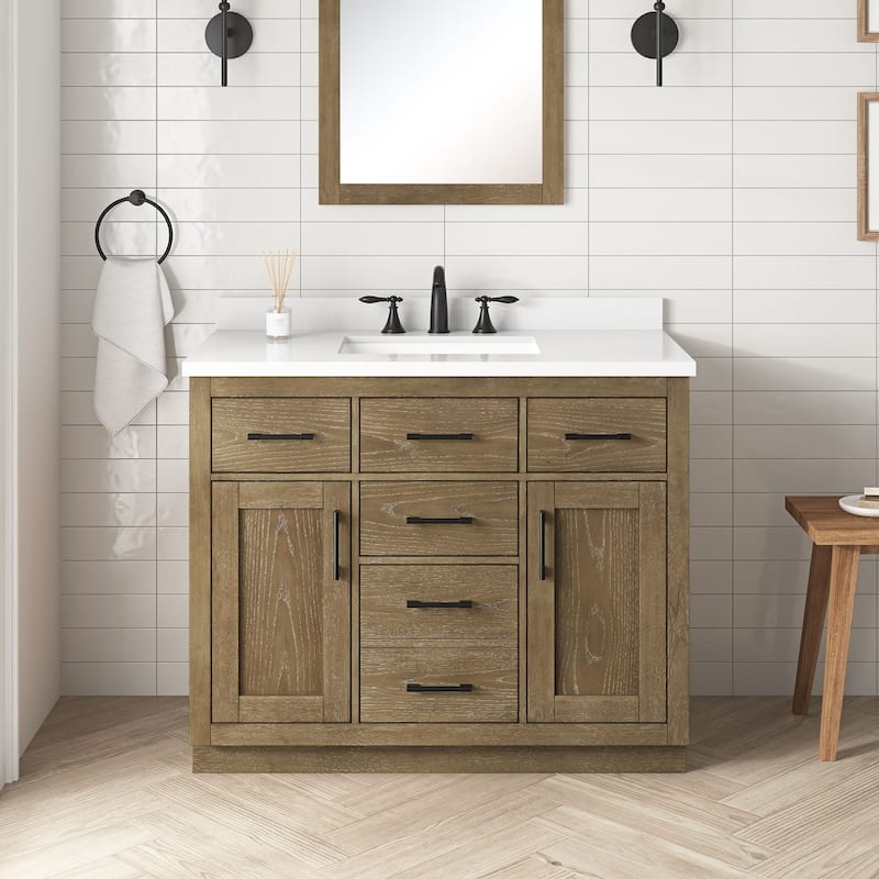 OVE Decors Bailey Bathroom Vanity with Power Bar - 42" - Driftwood oak
