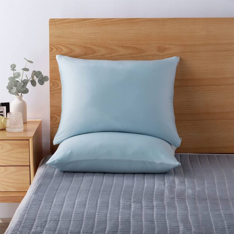 KASENTEX Soft Silky Zipper Cooling Pillow Case - Set of 2 Breathable Pillowcases for Hair and Skin