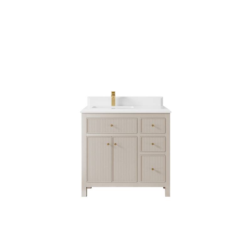 Willow Collections 36 in W x 22 in D Sonoma Left Offset Free Standing Reeded Bathroom Vanity with Countertop