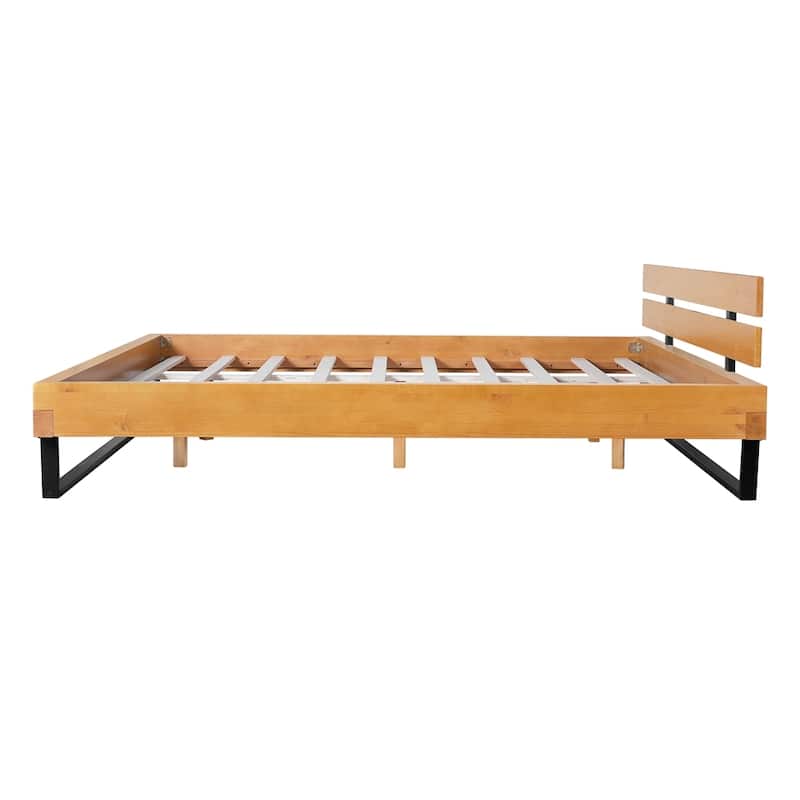 Pine Wood Platform Bed for Bedroom
