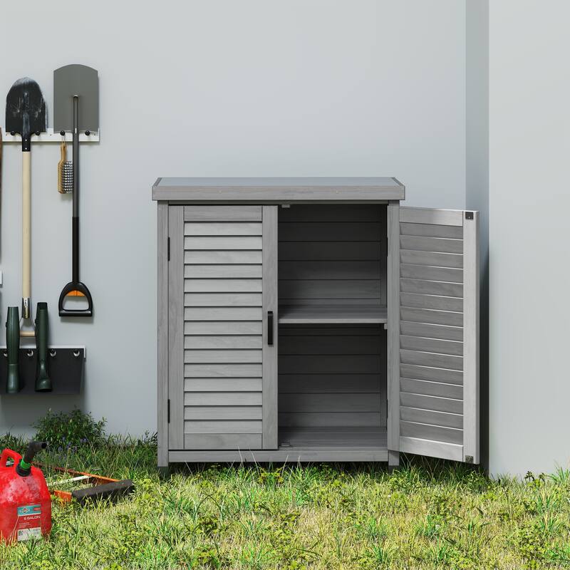 Potting Bench with Storage Cabinet and Metal Table Top - Grey