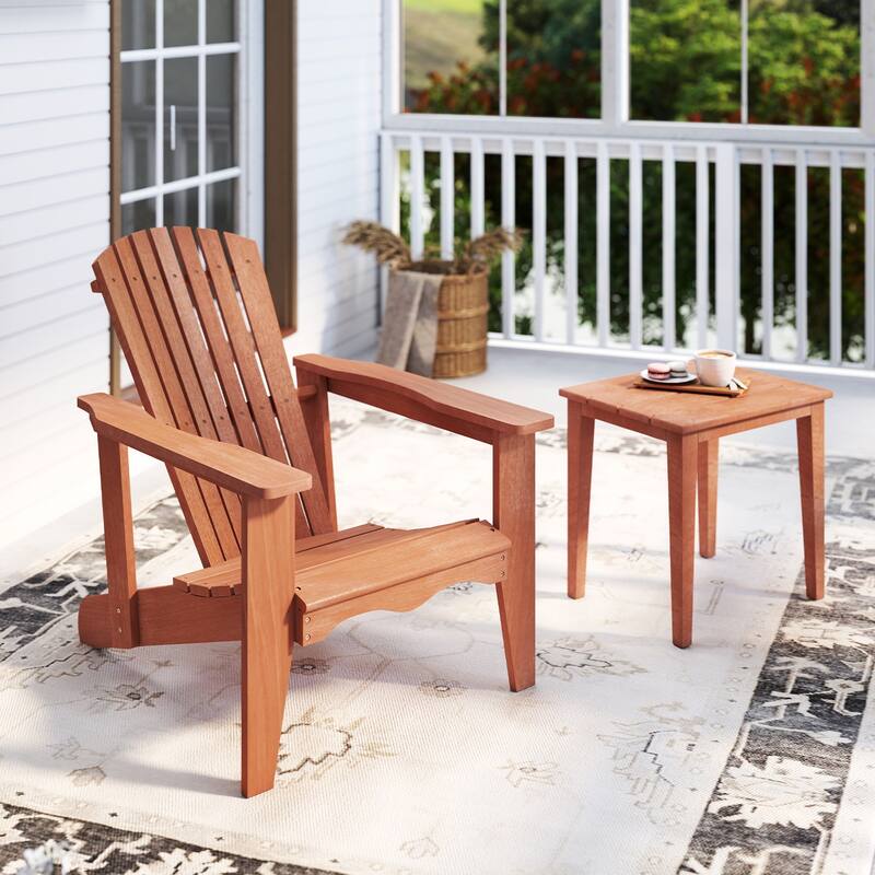 Natural Solid Wood Adirondack Chair with Ergonomic Backrest and DIY Option - 34" L × 28" W × 35" H