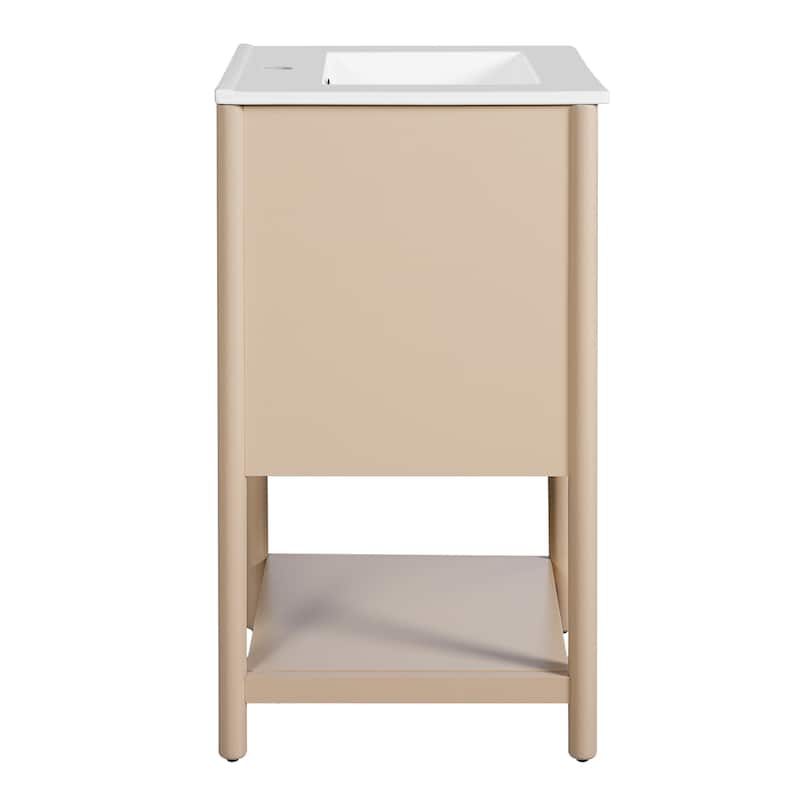 20'' Freestanding Bathroom Vanity with Single White Integrated Ceramic Sink - 20.2'' x 18.5'' x 33.58''