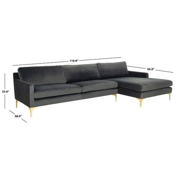 SAFAVIEH Couture Brayson Chaise Sectional Sofa - Dark Grey