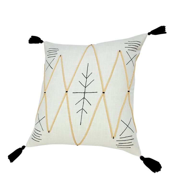 Sevita Bohemian Basics Textured Diamond Embroidered Throw Pillow