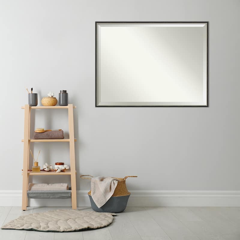 Theo Narrow Beveled Wood Framed Bathroom Vanity Wall Mirror