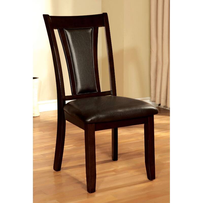 Set of 2 Side Chairs Dark Cherry and Solid wood Chair Padded Leatherette Upholstered Seat Kitchen Dining Room Furniture - Espresso