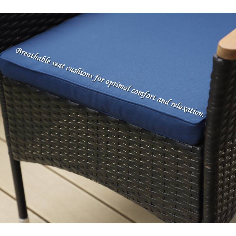 7 Pieces PE Rattan Patio Dining Sets, Modern Wicker Conversation Armhairs with Cushions and 2.6" Umbrella Hole