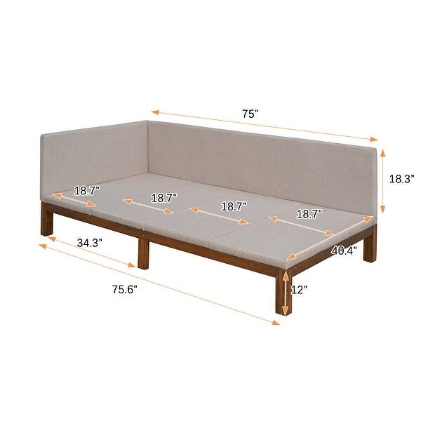 dimension image slide 1 of 3, Twin Size Linen Upholstered Daybed/Sofa Bed Frame