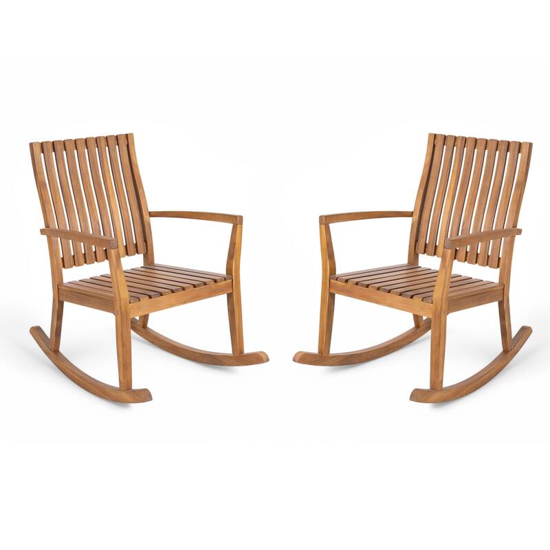 Christopher Knight Home- Sandy Acacia Wood Outdoor Rocking Chair Set of 2