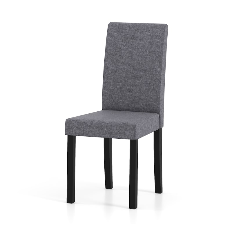 Set of 2 Modern Rubber Wood Dining Chairs with Faux Linen Upholstery and Cushioned Seats - 17" x 22" x 35.5" (L x W x H)