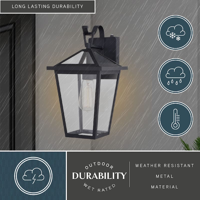 Derby Dusk to Dawn Outdoor Wall Light Lantern Clear Glass Shade, LED Compatible