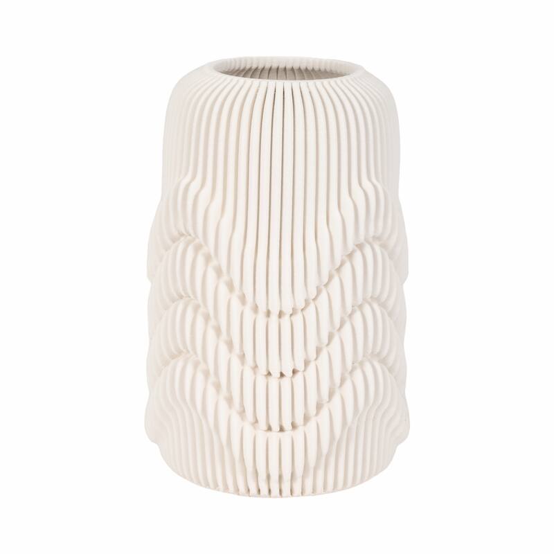 Porcelain 3D Printed Textured Vase - Ivory/Beige