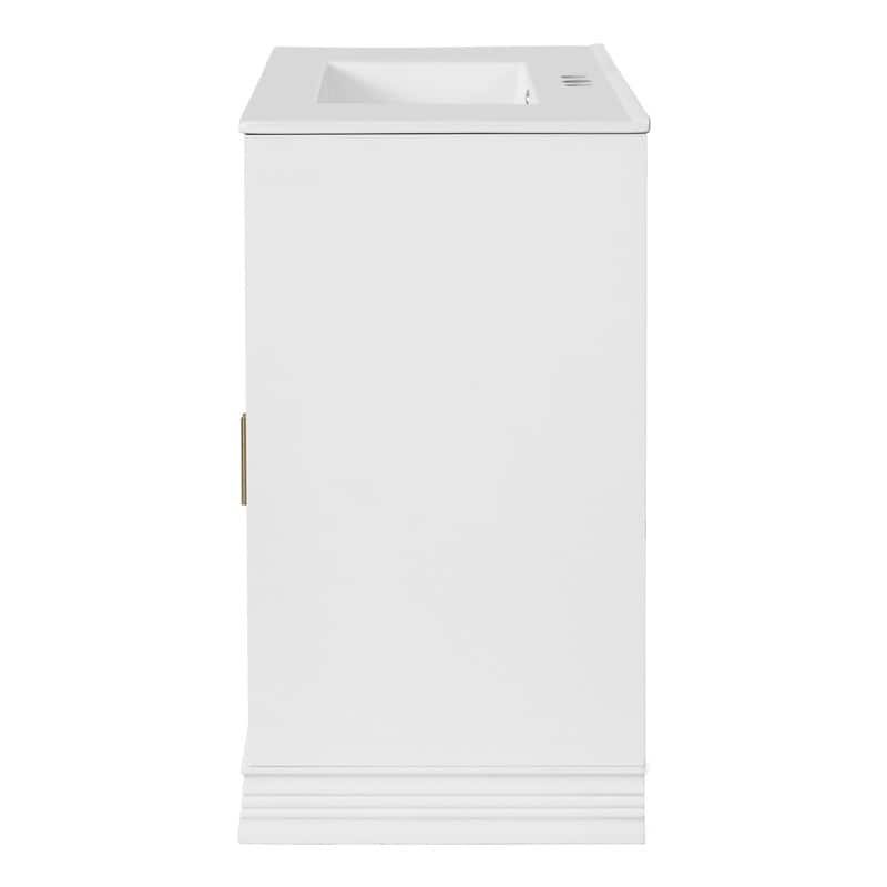 36"W Luxurious Bathroom Vanity with Ceramic Sink, Solid Wood Frame Bathroom Storage Cabinet with 2 Soft-Closing Doors
